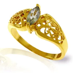 0.2 Carat 14K Solid Yellow Gold Filigree Ring Green Amethyst