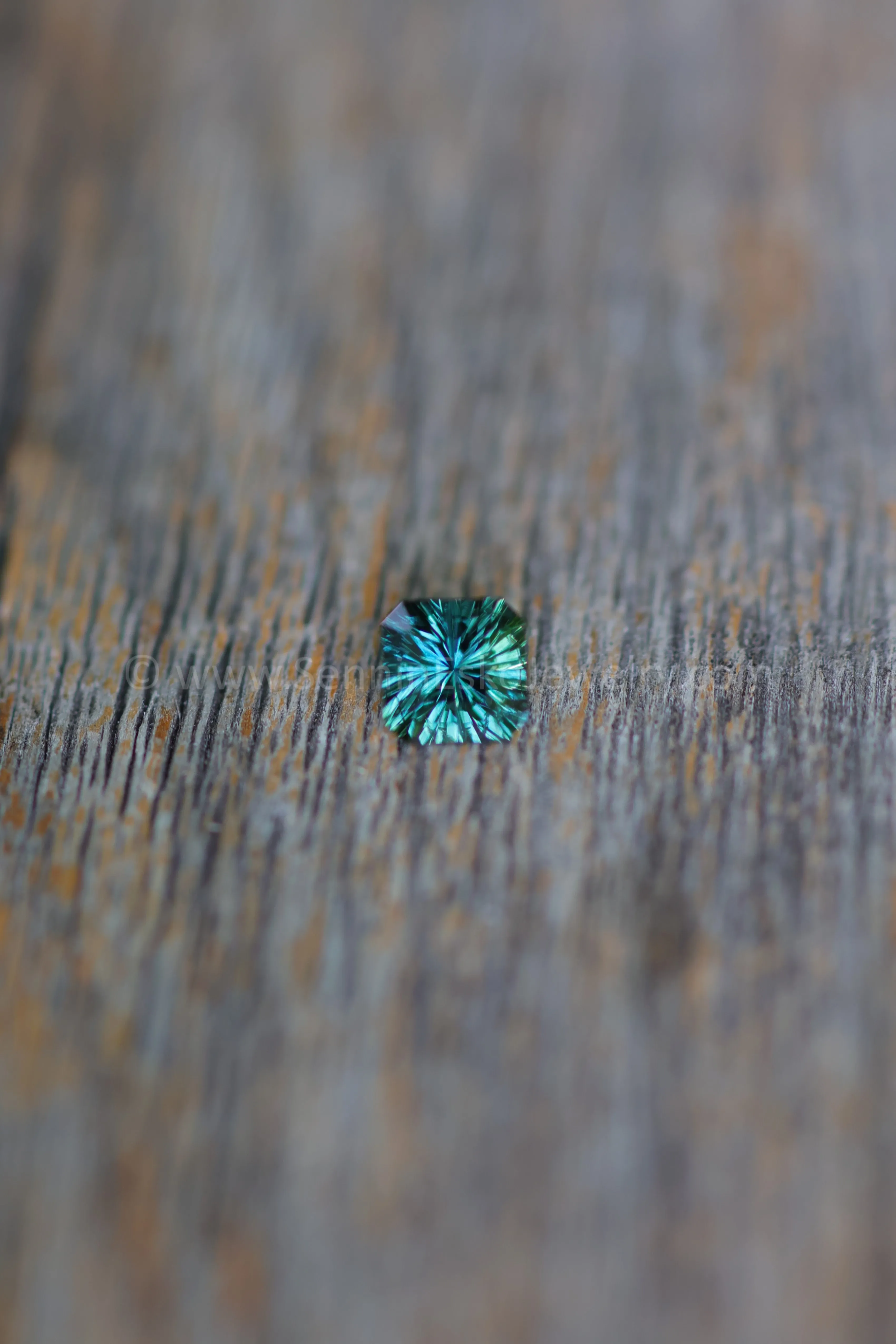 0.8 Carat Blue/Green Sapphire Square Octagon -  5x6mm - Galaxy Cut