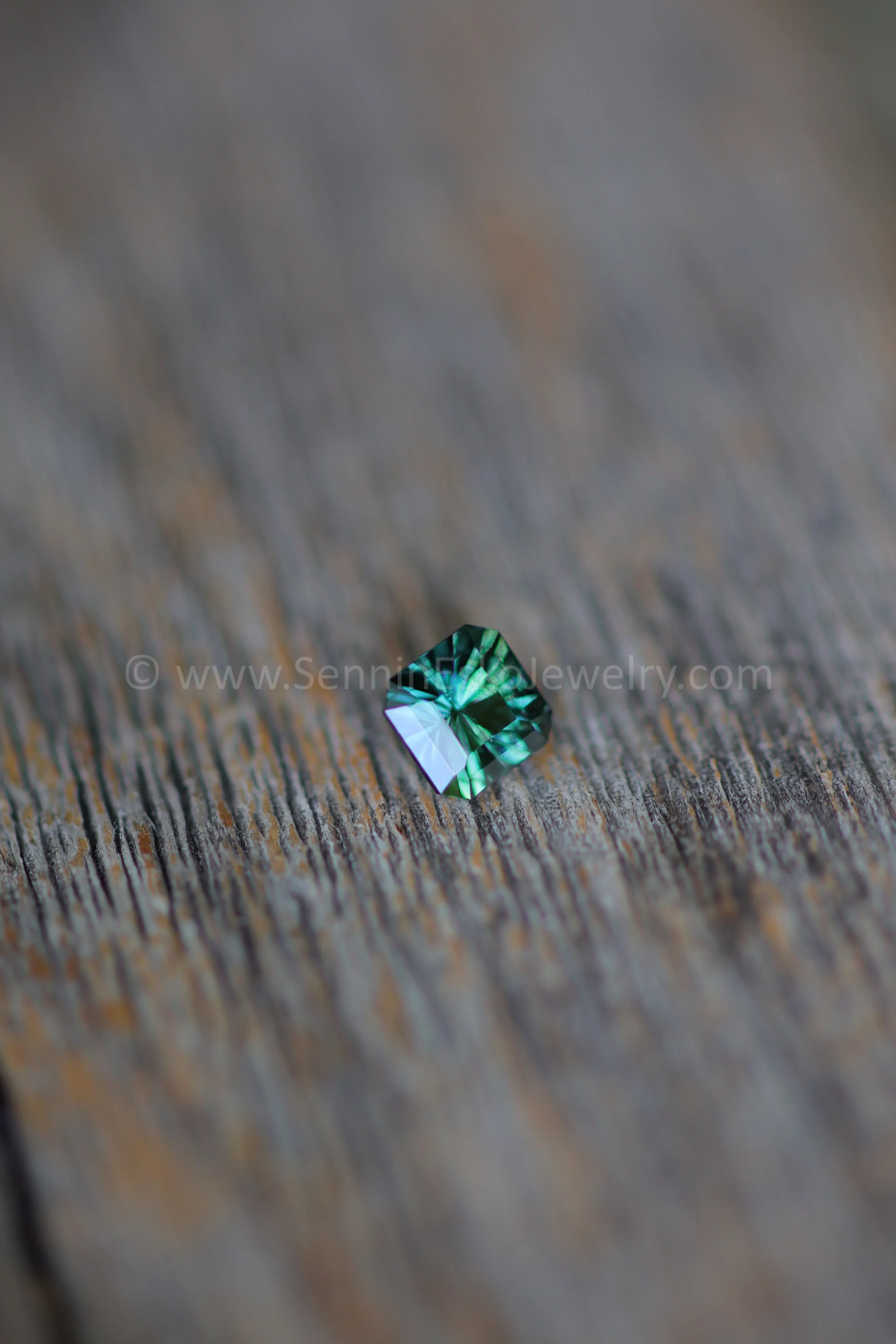 0.8 Carat Blue/Green Sapphire Square Octagon -  5x6mm - Galaxy Cut