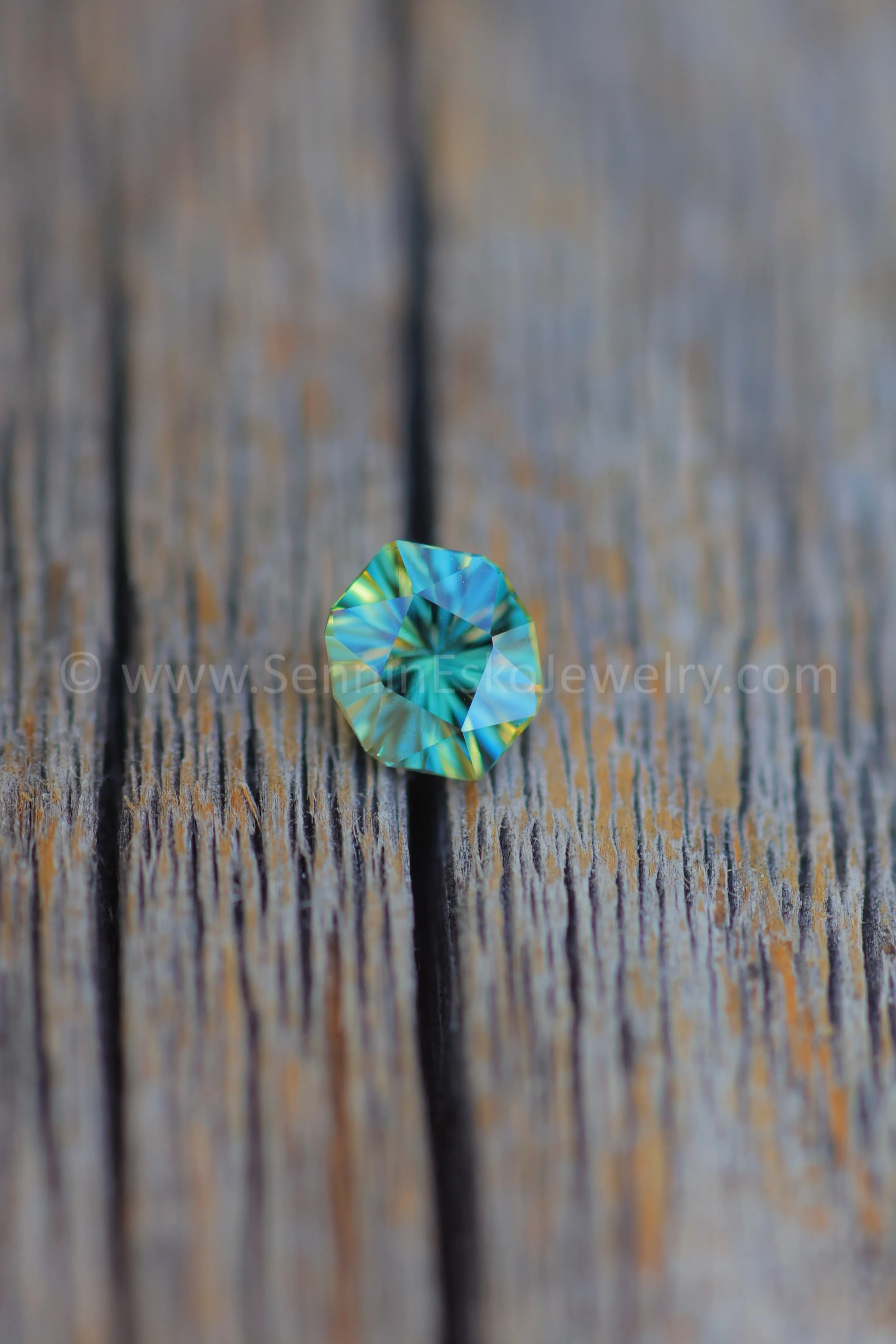 0.9 Carat Green/Yellow Sapphire Hexagonal Cushion -  6.4x5.4mm - Galaxy Cut