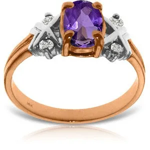 0.97 Carat 14K Solid Rose Gold Xo Amethyst Diamond Ring