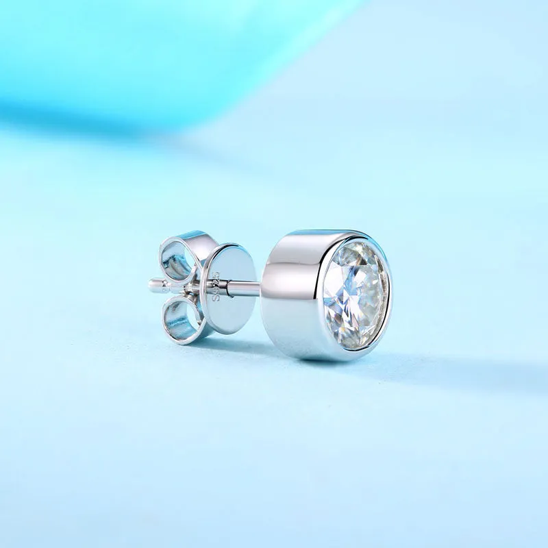 1 Carat Moissanite Diamond Earring (1 Piece) Unisex 925 Sterling Silver MFE8195