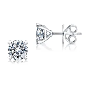 1 Carat Moissanite Diamond Heart Claws Stud Earrings 925 Sterling Silver MFE8207