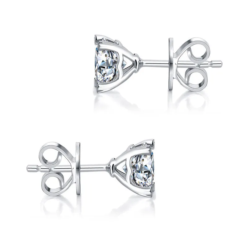 1 Carat Moissanite Diamond Heart Claws Stud Earrings 925 Sterling Silver MFE8207