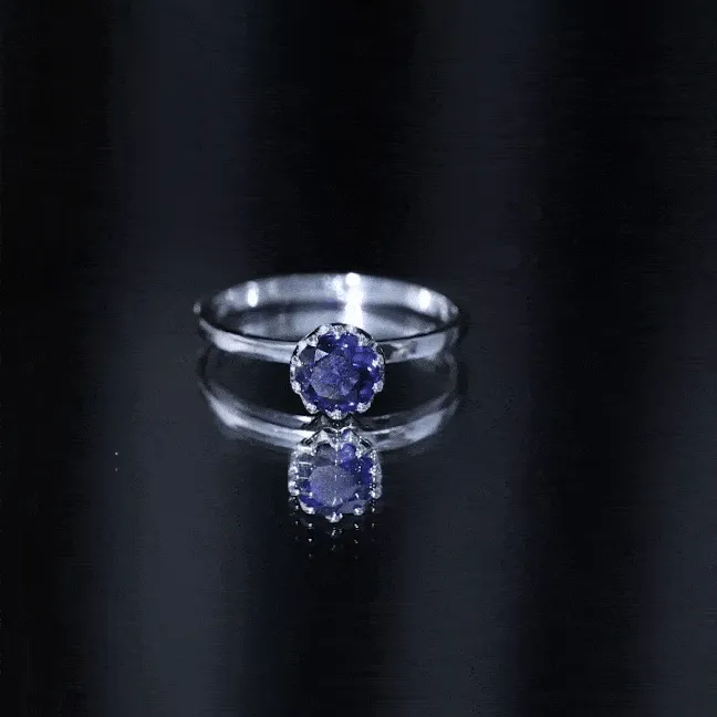 1 CT Lotus Basket Set Created Blue Sapphire Solitaire Ring