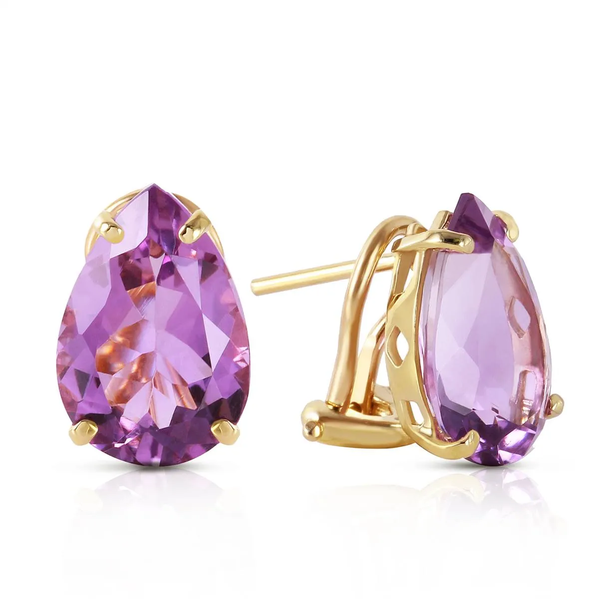 10 Carat 14K Solid Yellow Gold Inspiration Amethyst Earrings