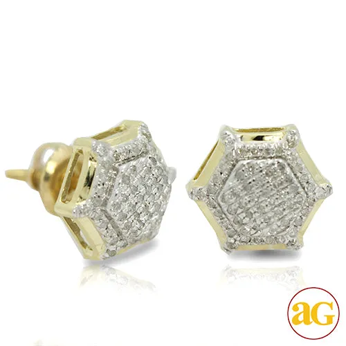 10KY 0.30CTW DIAMOND HEXAGON SHAPE EARRINGS