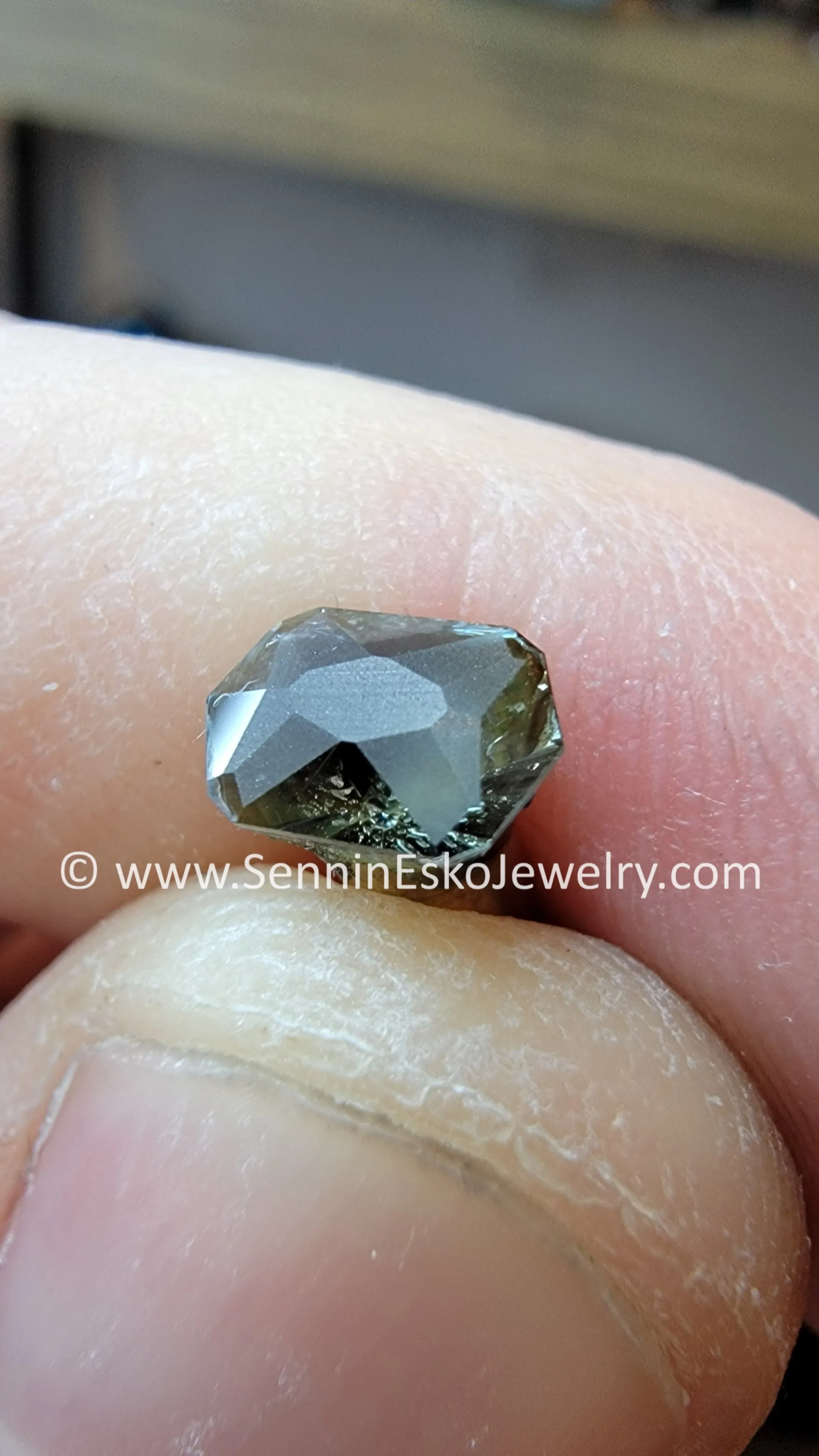 1.1 Carat Light Blue/Gray Sapphire Hexagonal Cushion - Galaxy Cut - 7.1x4.9mm