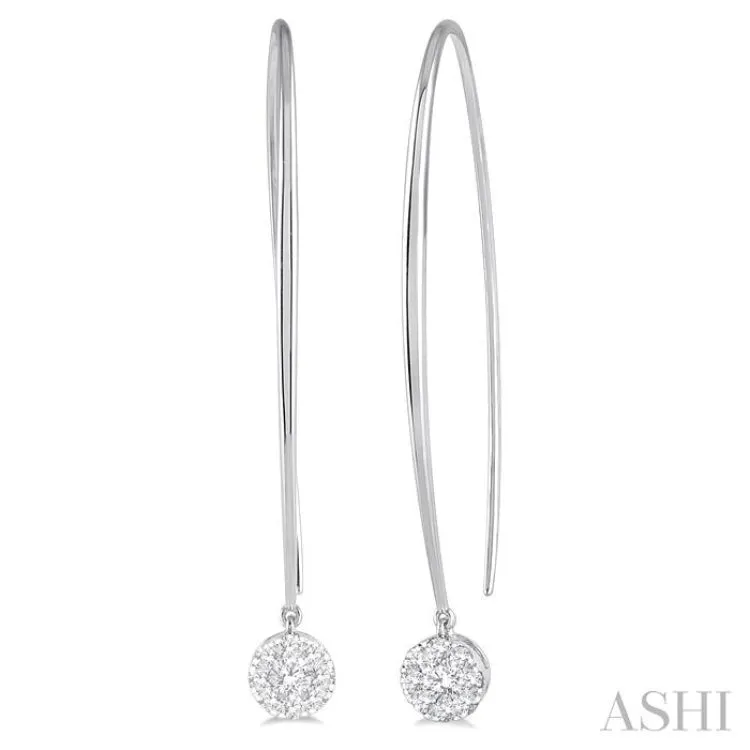 1/2 ctw Round Dangler Lovebright Diamond Earring in 14K White Gold