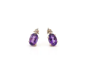 14CT Yellow Gold Amethyst and Diamond Earrings