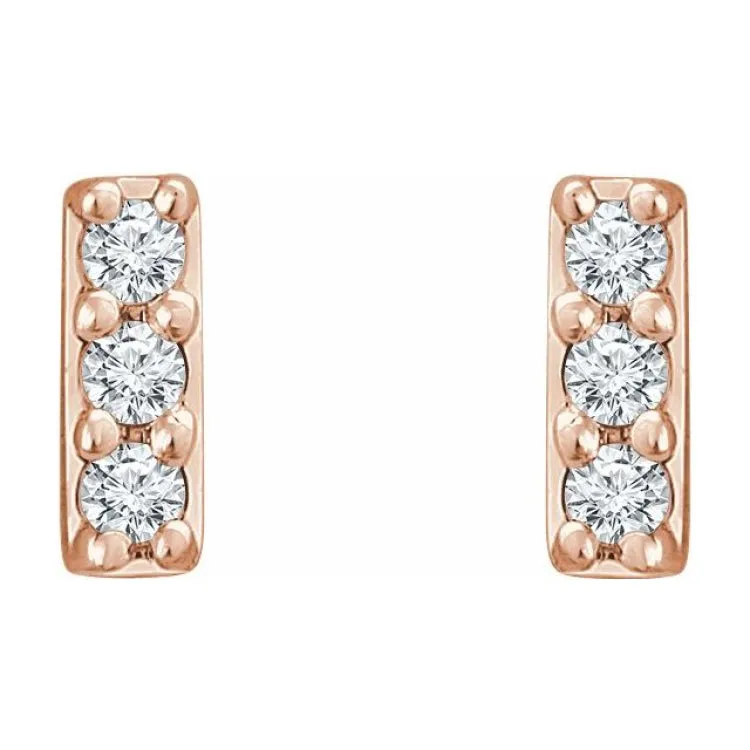 14K Rose .05 CTW Lab-Grown Diamond Bar Earrings