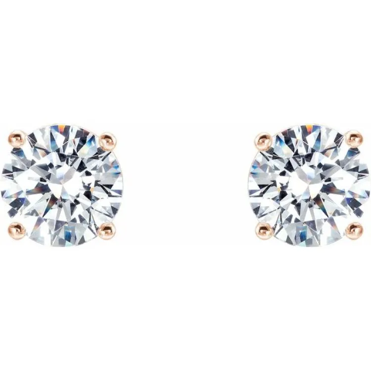 14K Rose 1/2 CTW Lab-Grown Diamond 4-Prong Stud Earrings