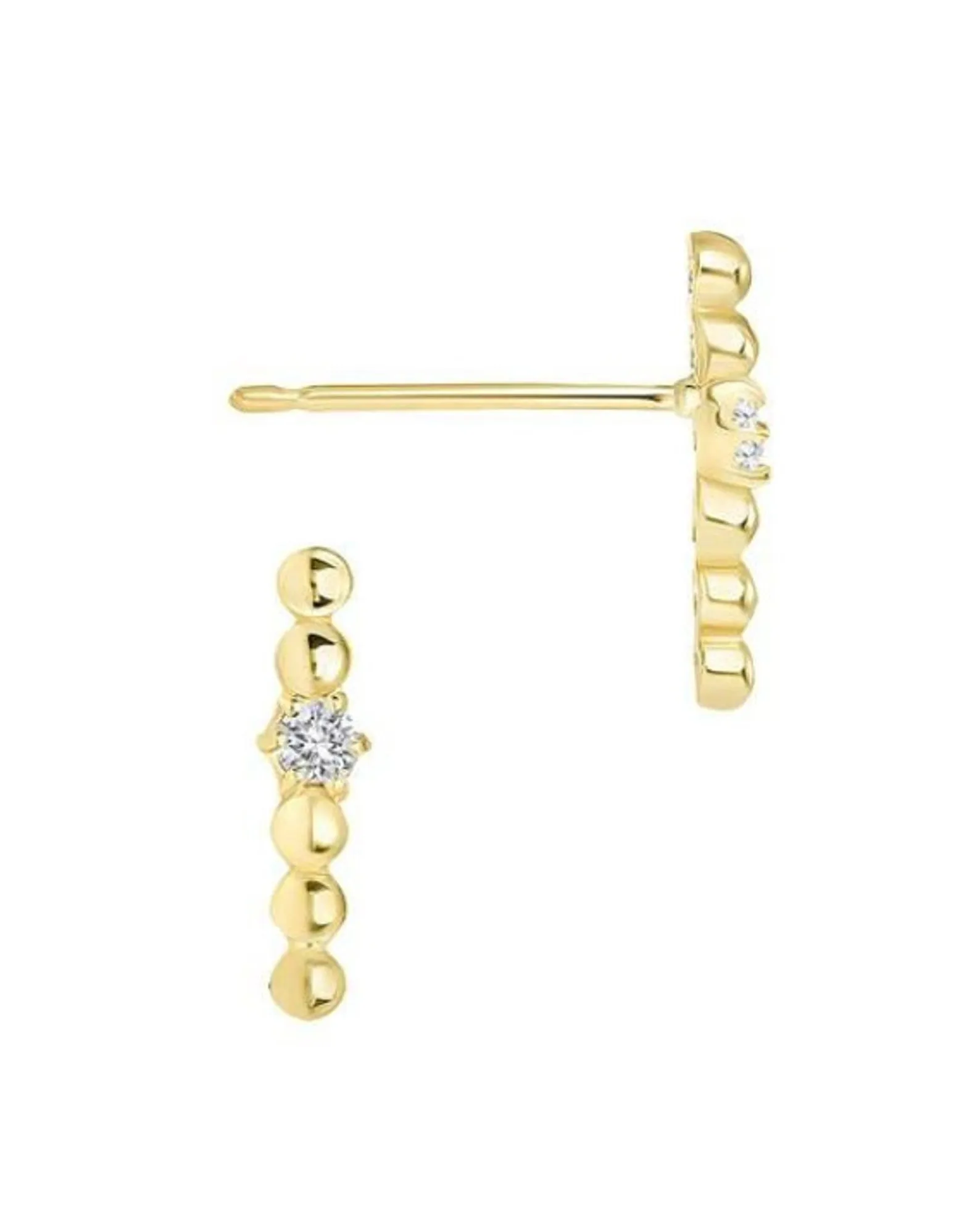 14k Round Bead Studs with diamond accent