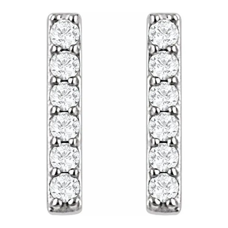 14K White 1/10 CTW Lab-Grown Diamond Bar Earrings