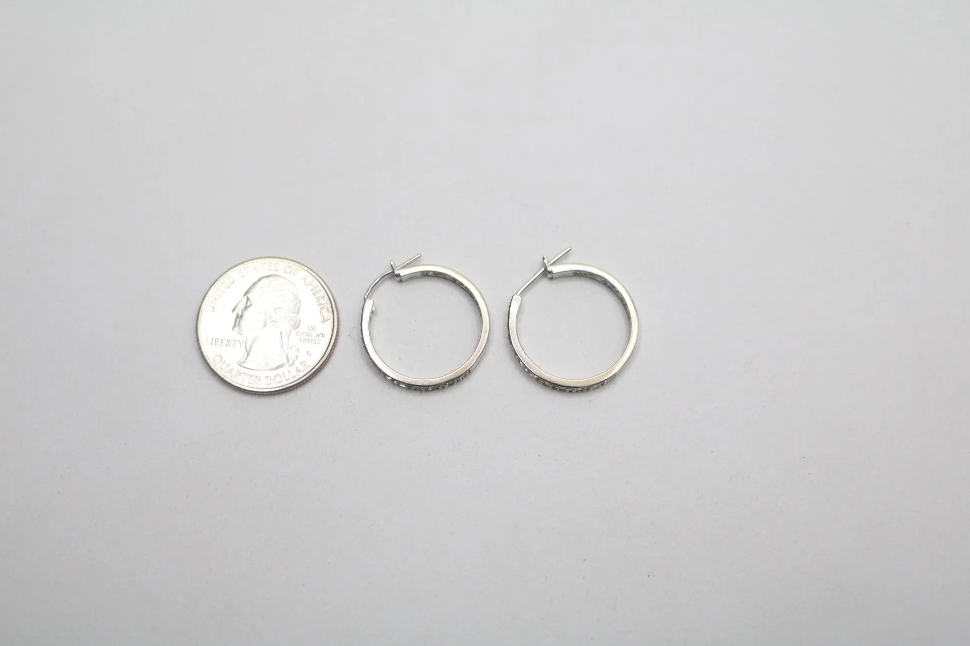 14K White Gold Hoop Diamond Earrings (4.5 Grams)