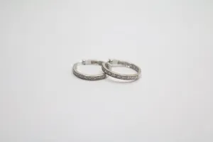 14K White Gold Hoop Diamond Earrings (4.5 Grams)