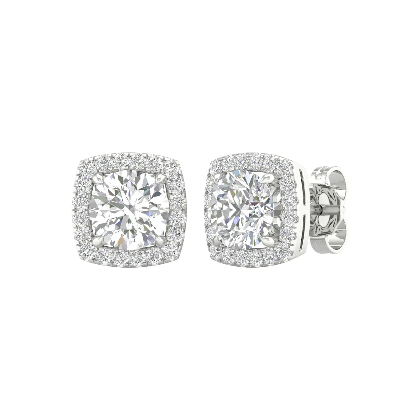 14K White Gold Lab Grown Diamond Halo Stud Earrings