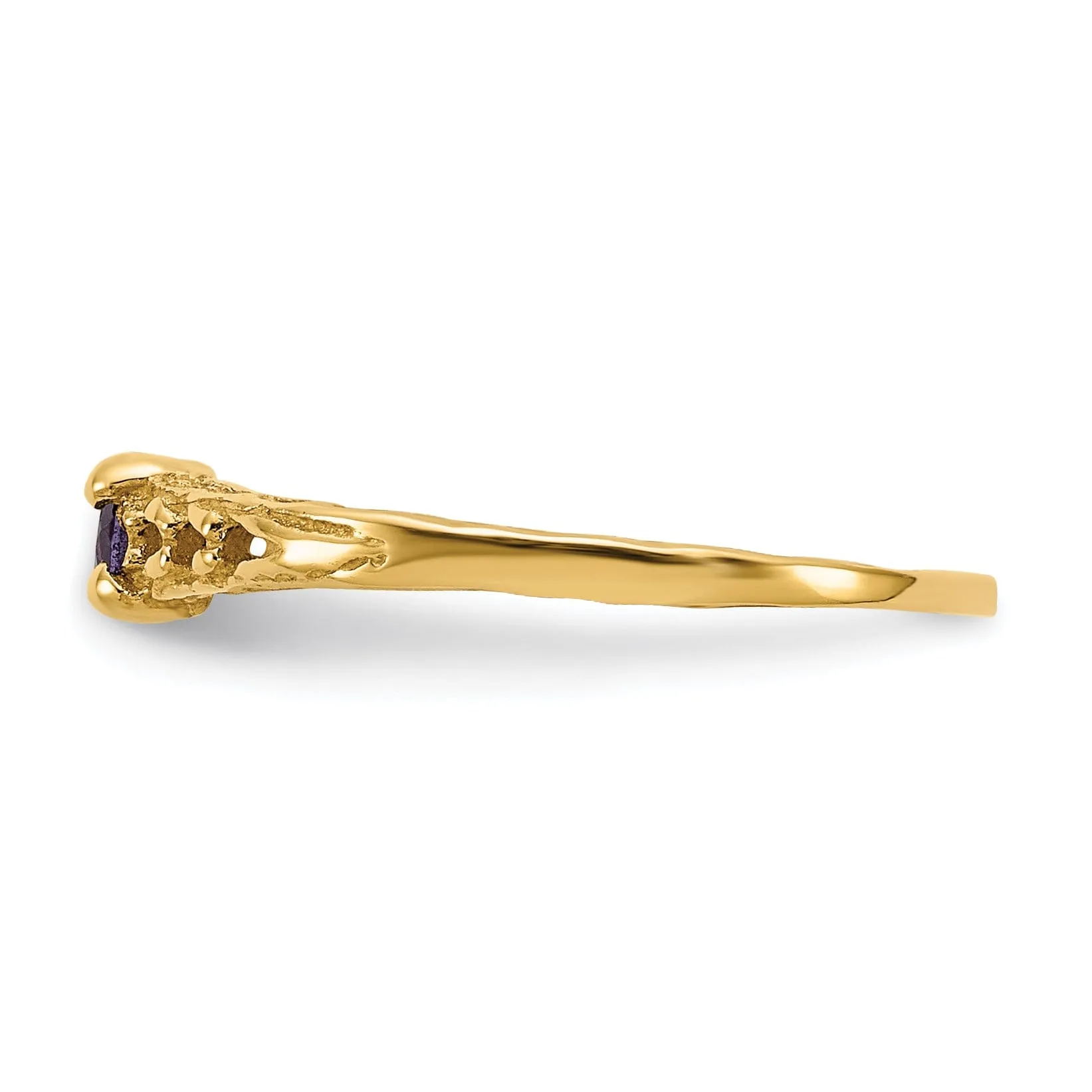 14k Yellow Gold Amethyst Birthstone Baby Ring