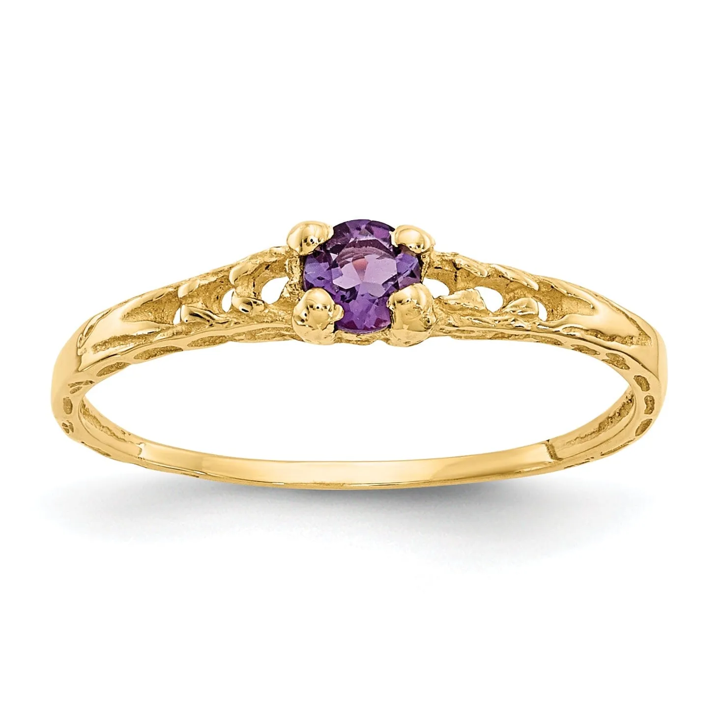 14k Yellow Gold Amethyst Birthstone Baby Ring