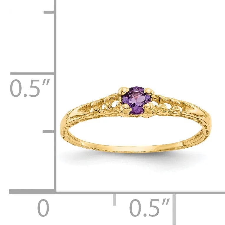 14k Yellow Gold Amethyst Birthstone Baby Ring