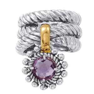 14Kt and Amethyst Ring in 925 Sterling Silver (142BA002SGA)