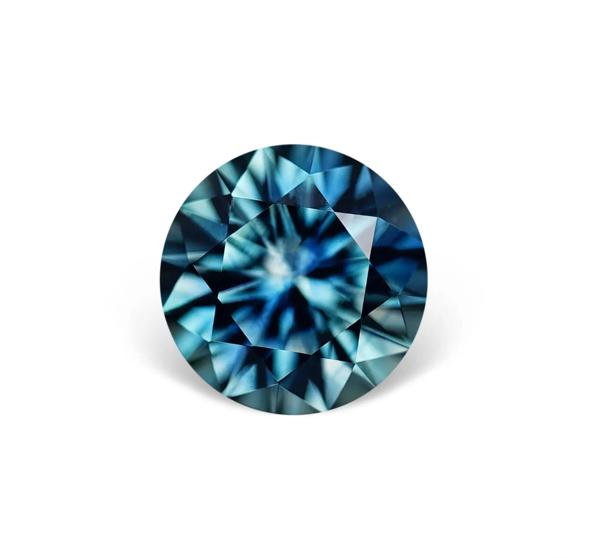 1.58CT ROUND BRILLIANT PRECISION CUT MONTANA SAPPHIRE, PARTI OCEAN BLUE TEAL, 6.8MM