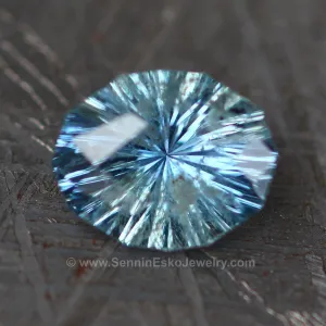 1.5ct Blue/Silver Umba Sapphire Oval Dodecagon- Fantasy Cut - 9x6.7mm