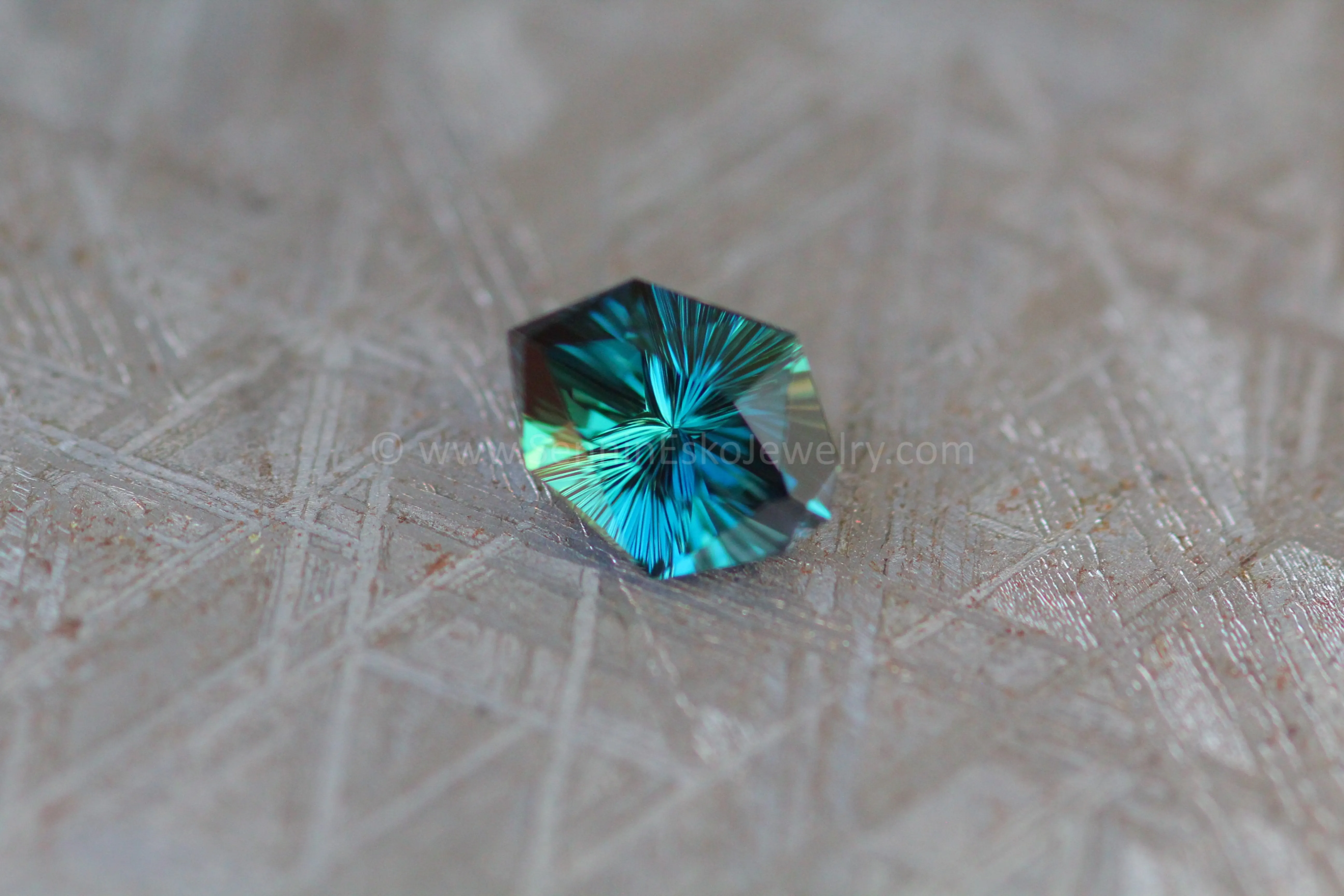 1.76 Carat Deep Neon Blue/Green Sapphire Kite - 8.8x6.7mm, Fantasy Cut