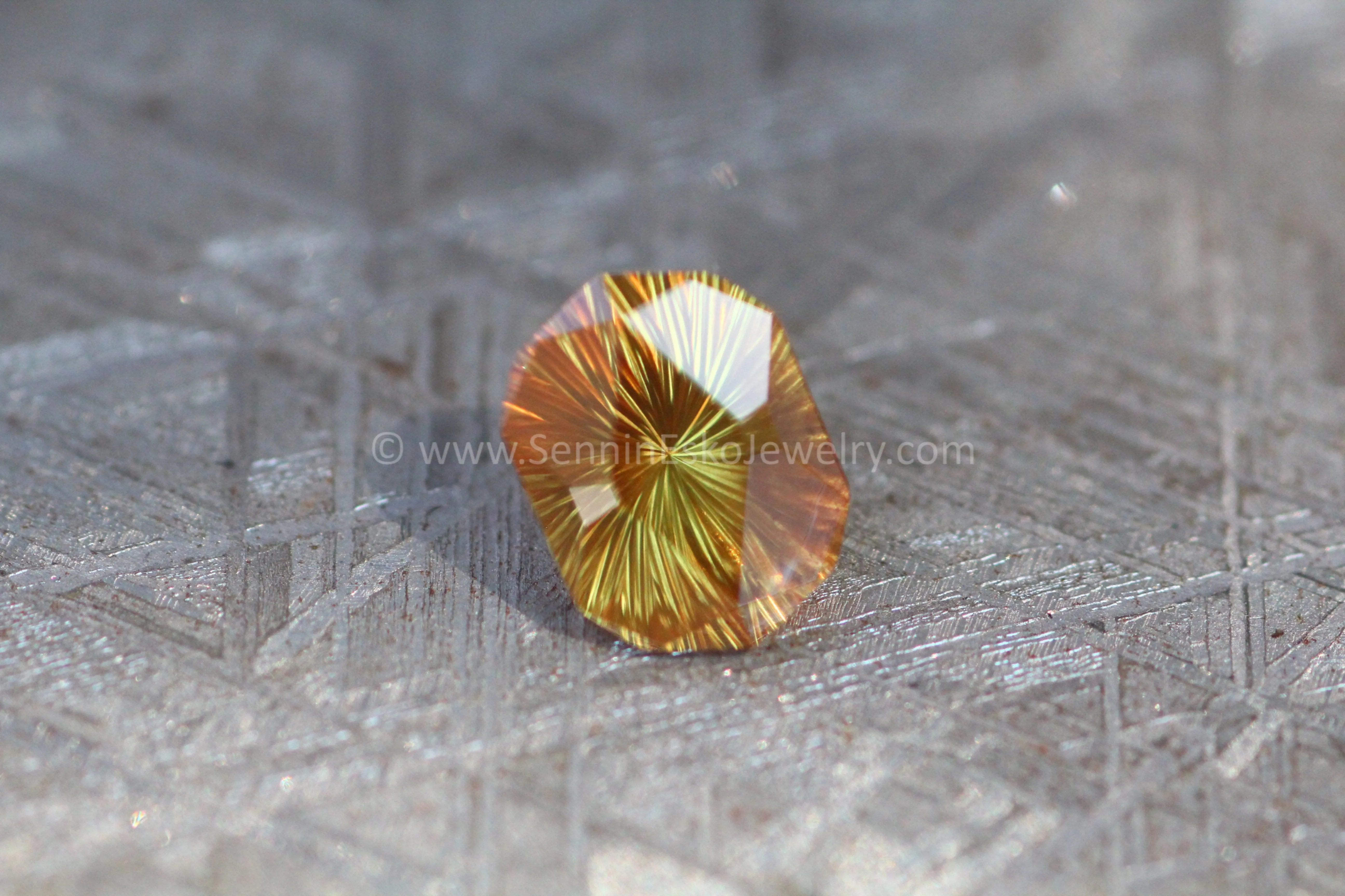 1.8 Carat Burnt Orange Sapphire Decagon - Fantasy Cut 8.5x6.3mm