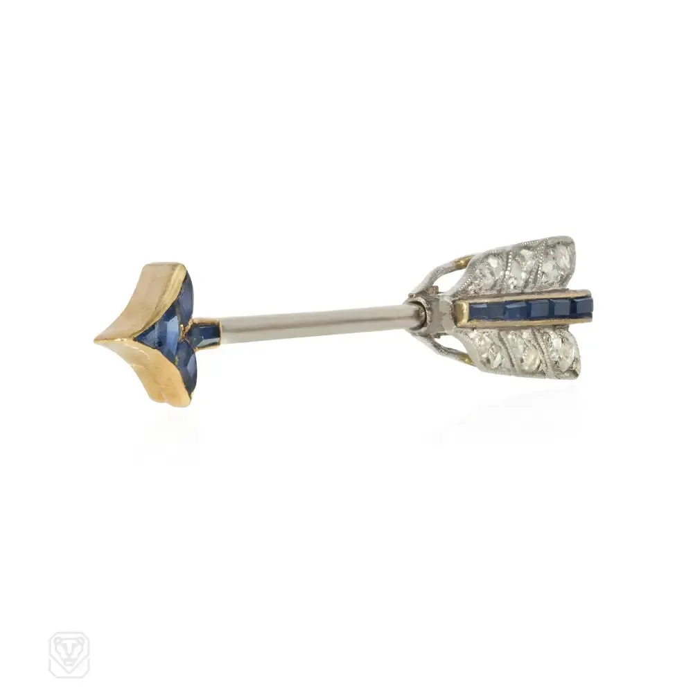 1920s Cartier sapphire and diamond arrow pin