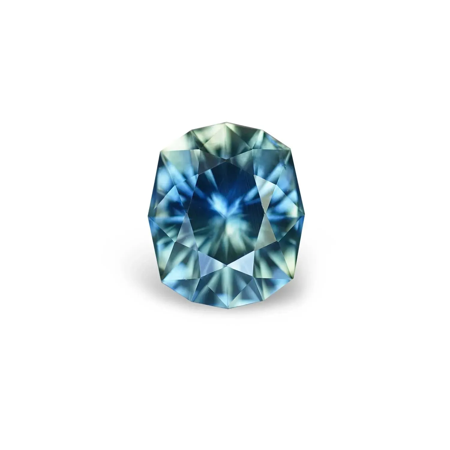 1.97CT FANCY ELONGATED CUSHION PRECISION CUT MONTANA SAPPHIRE, MEDIUM TEAL BLUE GREEN, 8X6.8X4.8MM