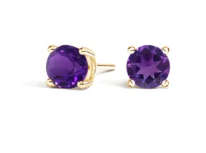 2.00 Carat TW Purple Amethyst Stud Earrings in 14k Yellow Gold