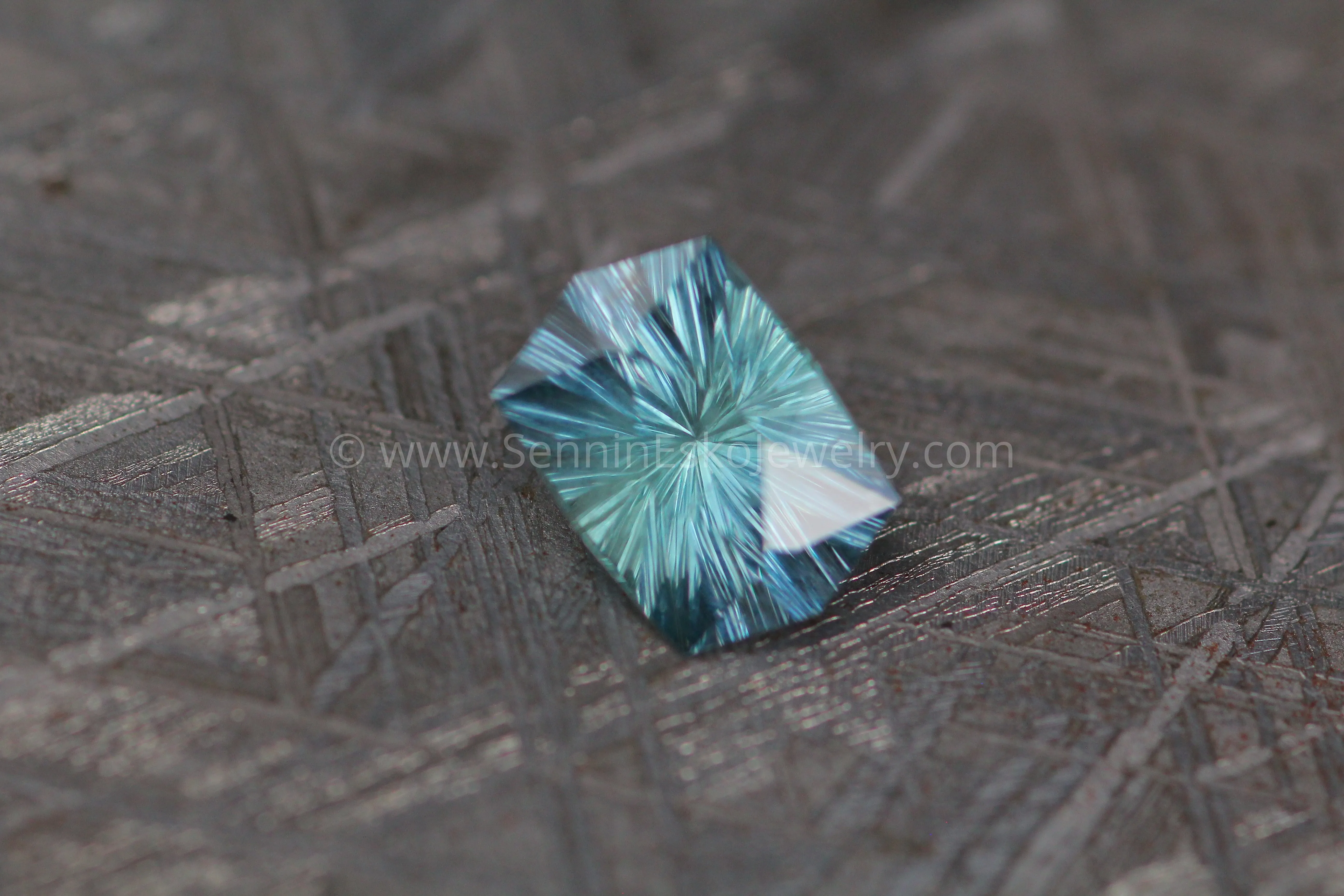 2.1 carat Bluish Green Montana Sapphire - Fantasy Cut, 8.8x6.1mm