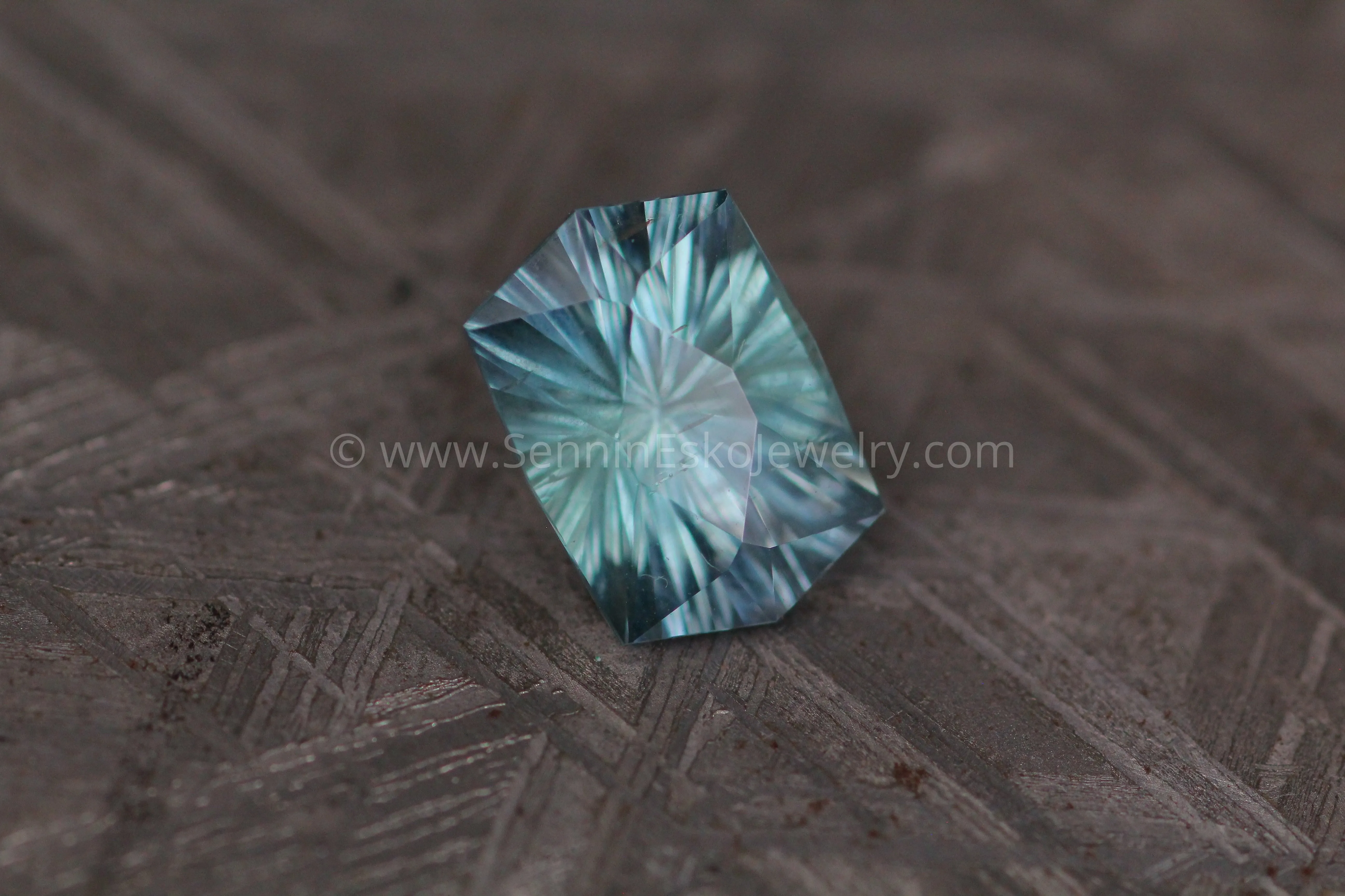 2.1 carat Bluish Green Montana Sapphire - Fantasy Cut, 8.8x6.1mm