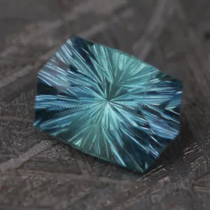 2.1 carat Bluish Green Montana Sapphire - Fantasy Cut, 8.8x6.1mm