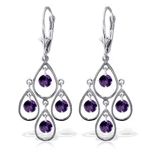 2.4 Carat 14K Solid White Gold Moments Mean Amethyst Earrings