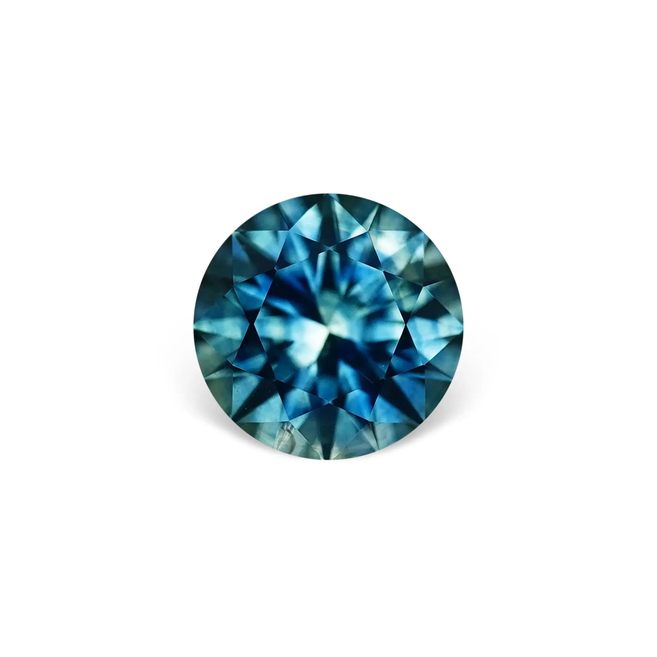 2.40CT ROUND PRECISION CUT MONTANA SAPPHIRE, MEDIUM TEAL BLUE, 7.9MM