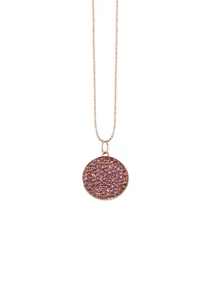 28" Pavé Pink Sapphire Disc Necklace