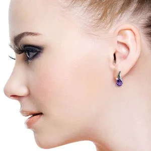 3.16 Carat 14K Solid White Gold Stud Earrings Diamond Amethyst