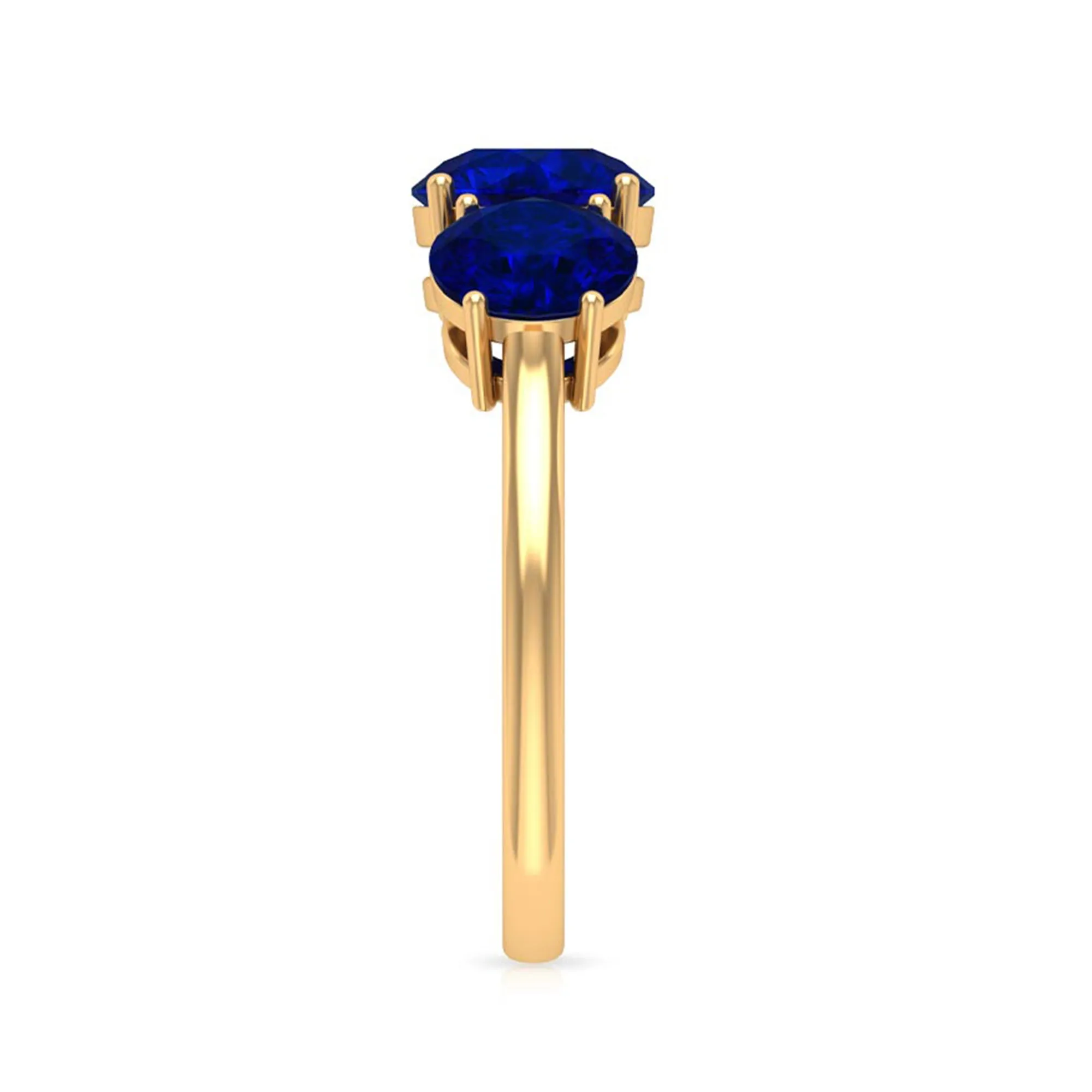 3.75 CT Created Blue Sapphire Three Stone Engagement Ring