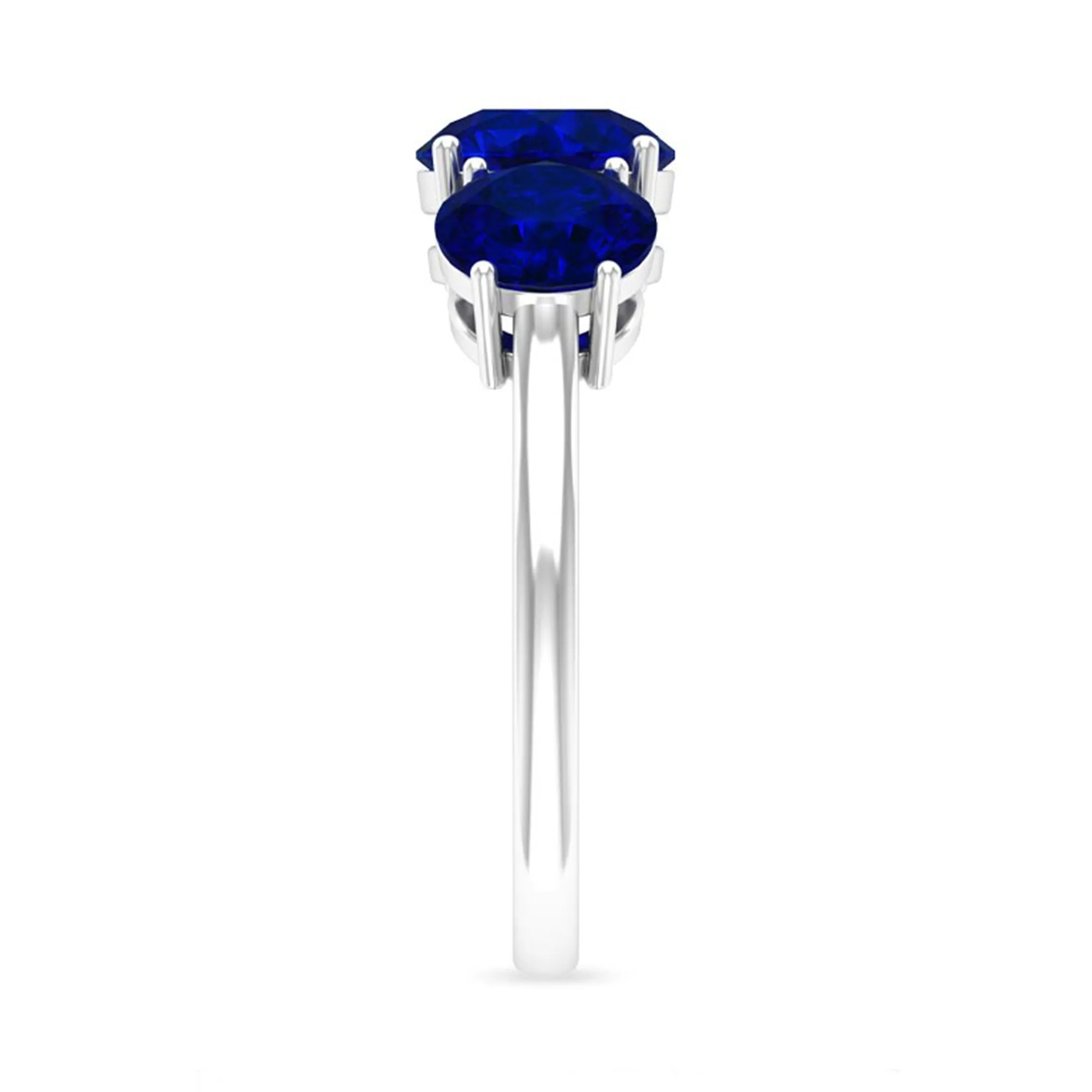 3.75 CT Created Blue Sapphire Three Stone Engagement Ring