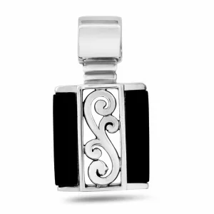 925 Sterling Silver Black Onyx Vine Charm - CHARM0024