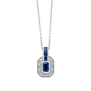 9ct Gold Rhodium Plated Sapphire Necklace GN403L