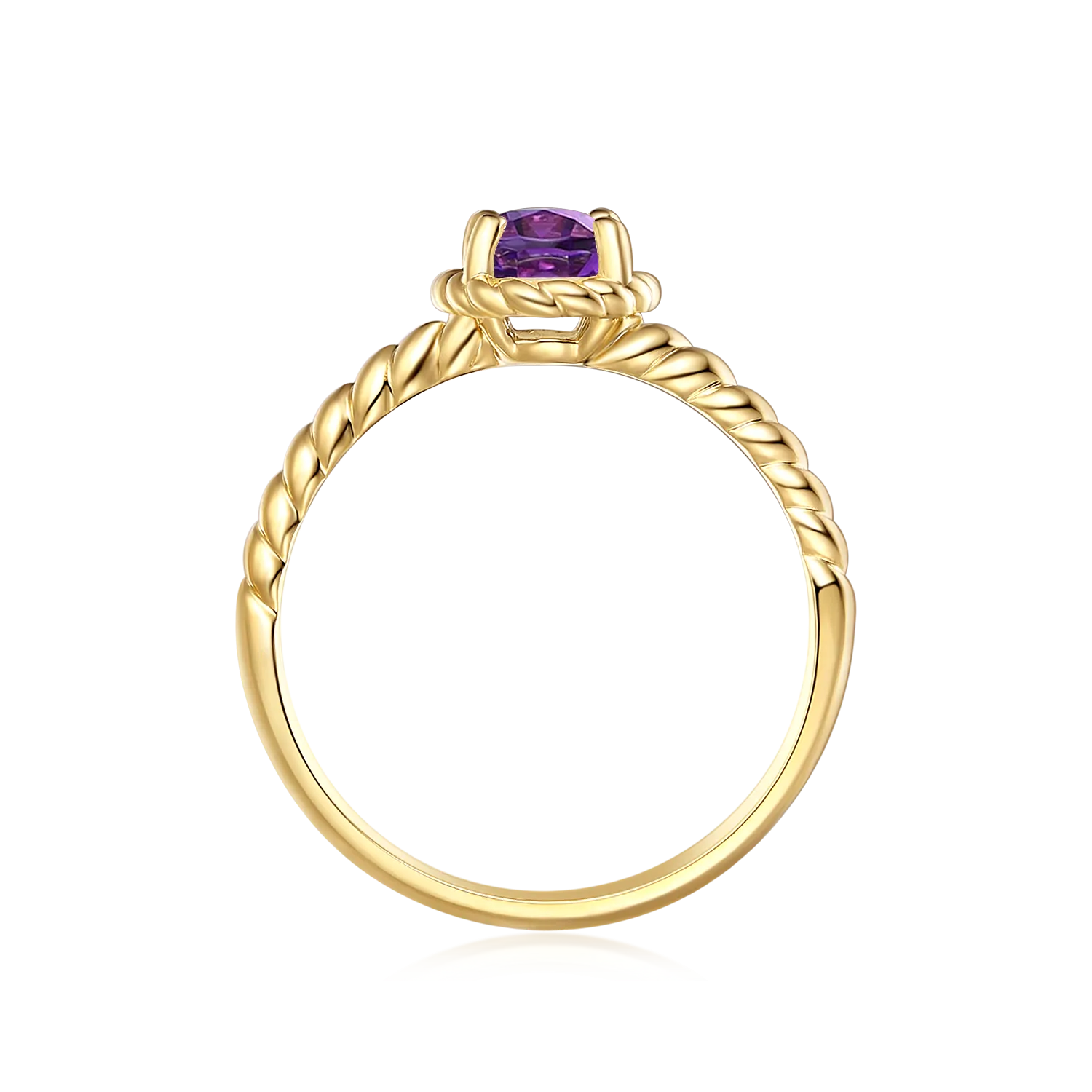 9ct Yellow Gold Oval 7x5mm Amethyst February Ring