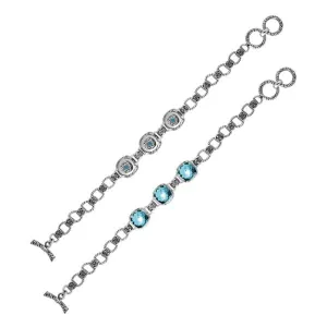 AB-6145-BT Sterling Silver Bracelet With Blue Topaz Q.