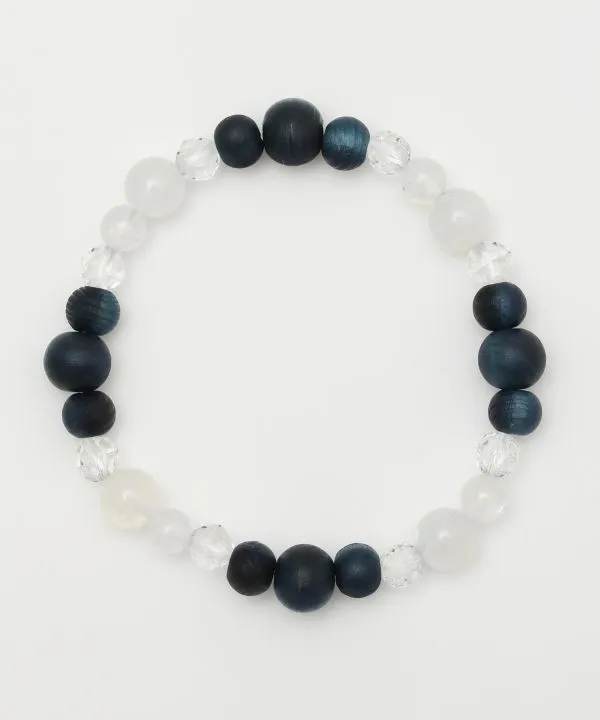 AIZOME Indigo Dyed Cypress x Rainbow Moonstone Bracelet