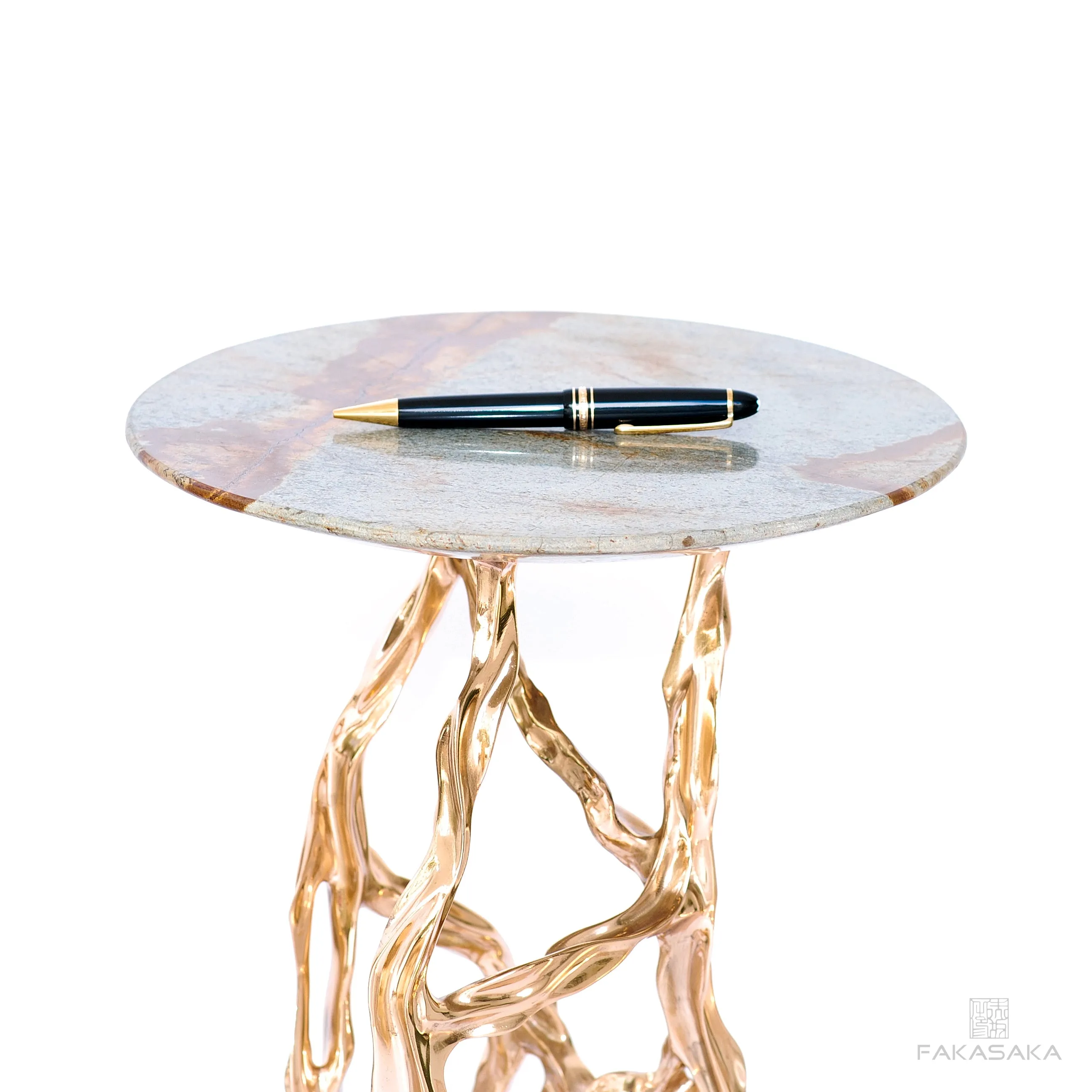 ALEXIA DRINK TABLE<br><br>BLUE MARE QUARTZITE<br>BLACKBROWN BRONZE