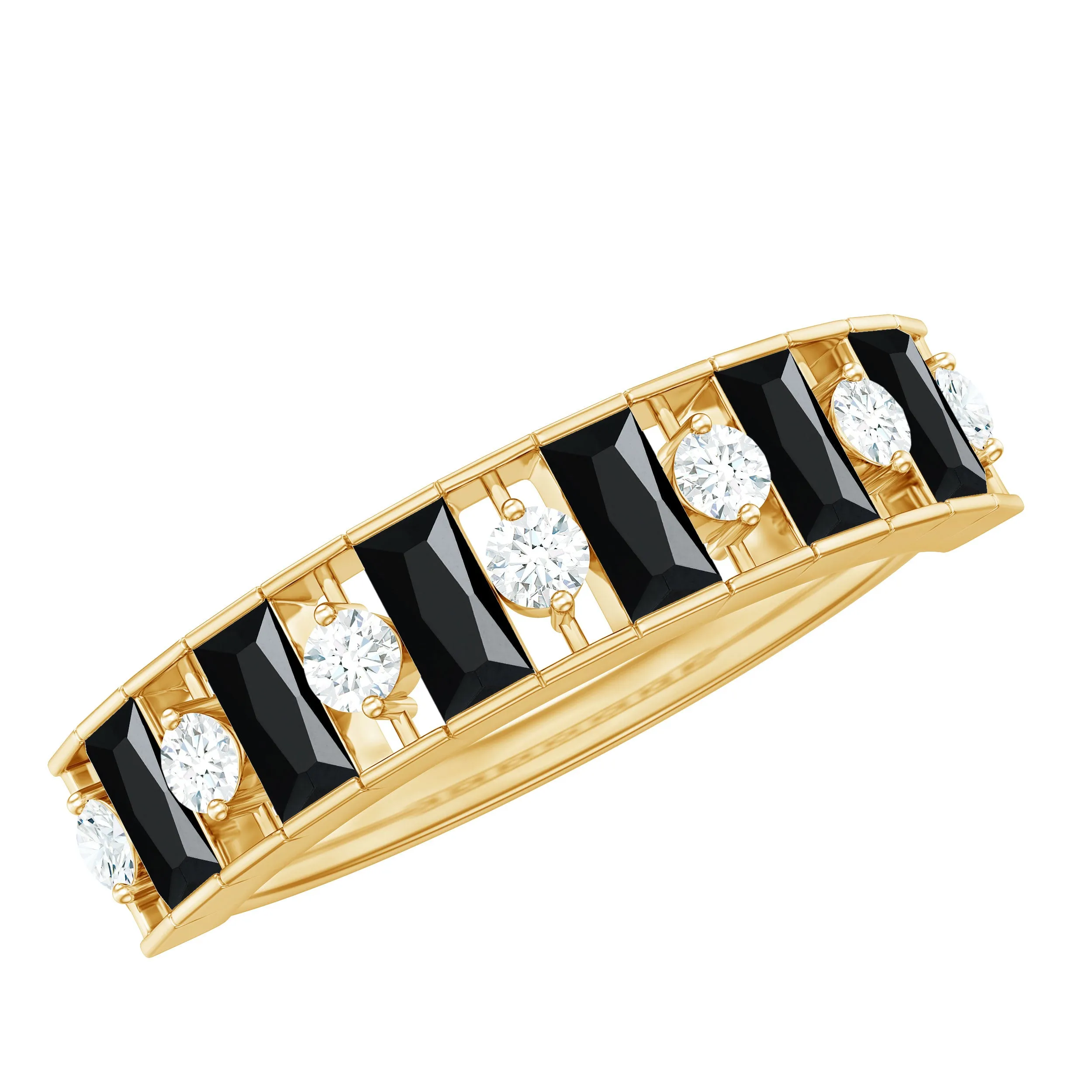 Alternate Black Onyx and Diamond Half Eternity Ring