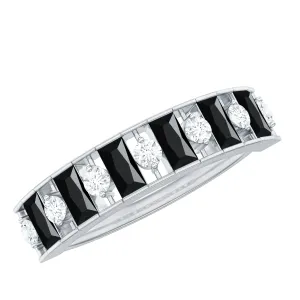 Alternate Black Onyx and Diamond Half Eternity Ring