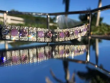 Alternating Light Amethyst, Amethyst Opal and Clear Browband